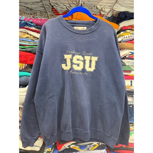 Other - Vintage 90s fire Jackson State University JSU Sweatshirt Navy Blue Mens Large